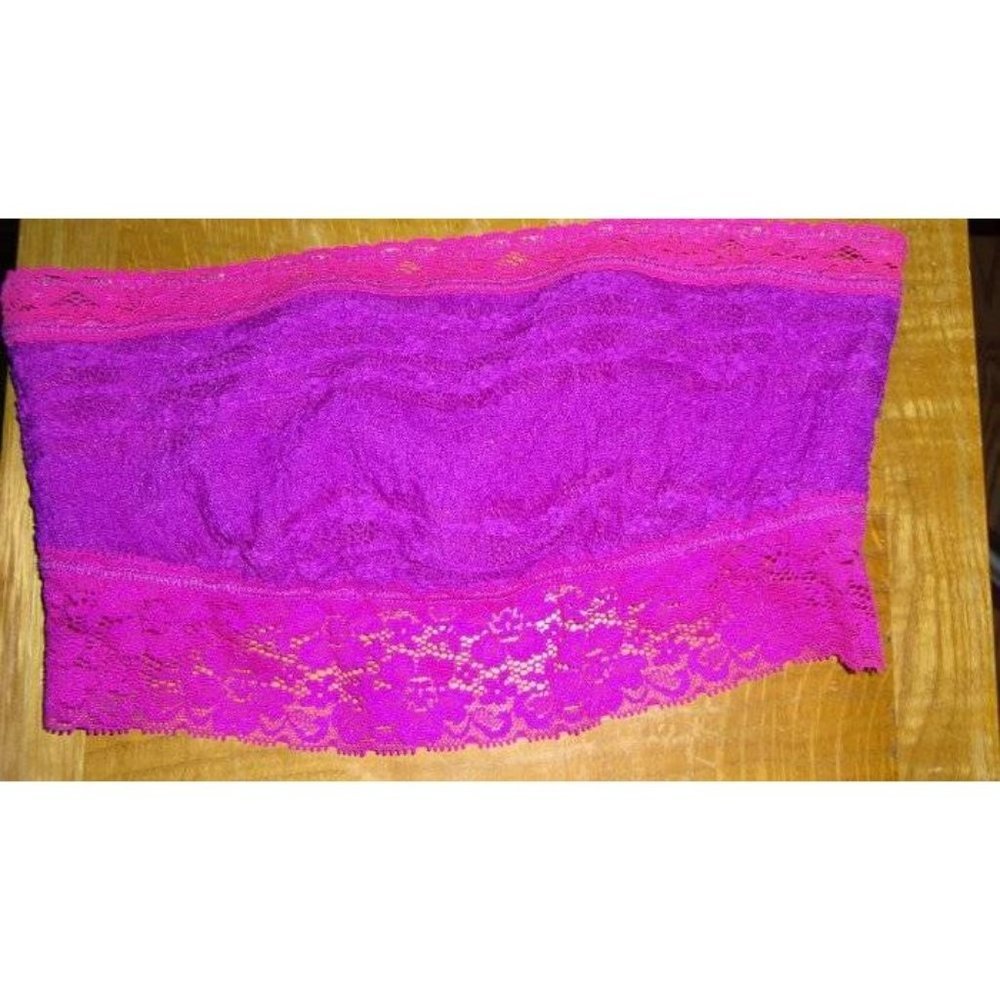 FREE PEOPLE Lace Bandeau Bralette Bra Hot Raspberry Purple Pink Small NEW - Picture 5 of 6